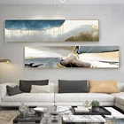 Большая Современная Абстрактная прикроватная синяя Золотая Картина на холсте постеры с принтом Настенная картина для гостиной спальни домашний декор