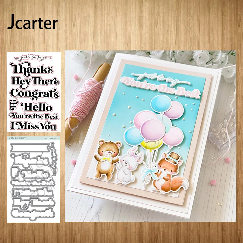 

Thanks Hello Words Metal Cutting Dies and Rubber Stamps Letters Scrapbooking DIY Stencil Album Make Template Decor Model Craft