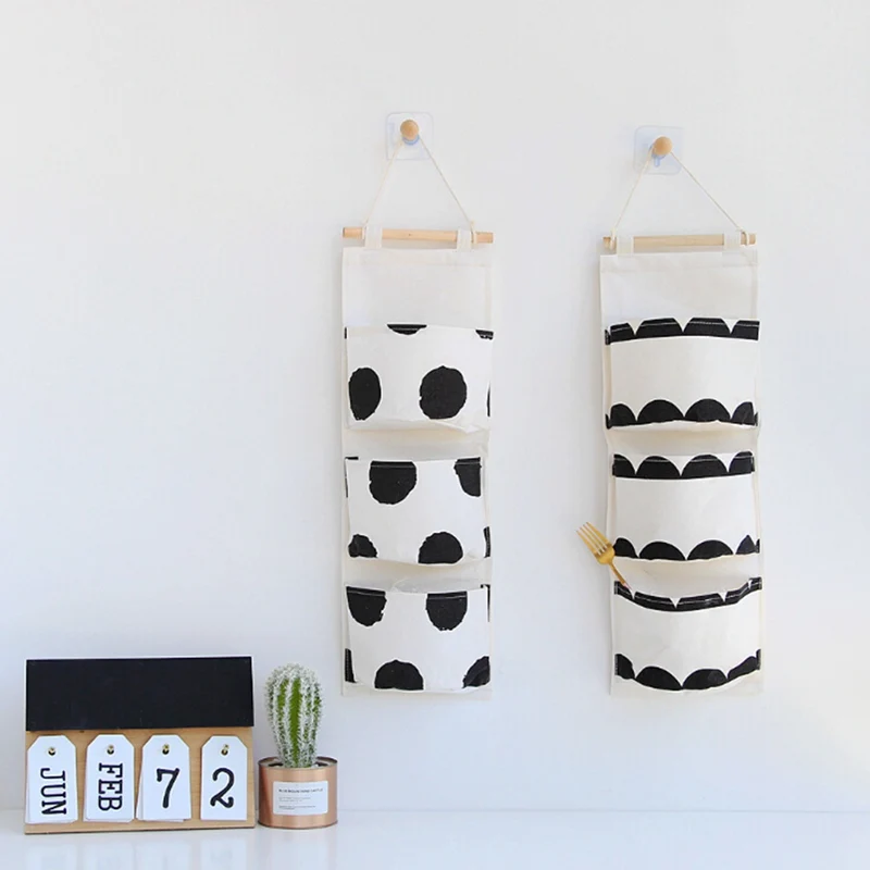 

3 Grids Wall Hanging Storage Bag Creative Cloth Sundries Pocket Save Space Home Storage Supplie Practical household items
