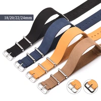cow leather nato watch strap 20mm 22mm wristband blue brown black polished buckle men replacement bracelet for watch accessories