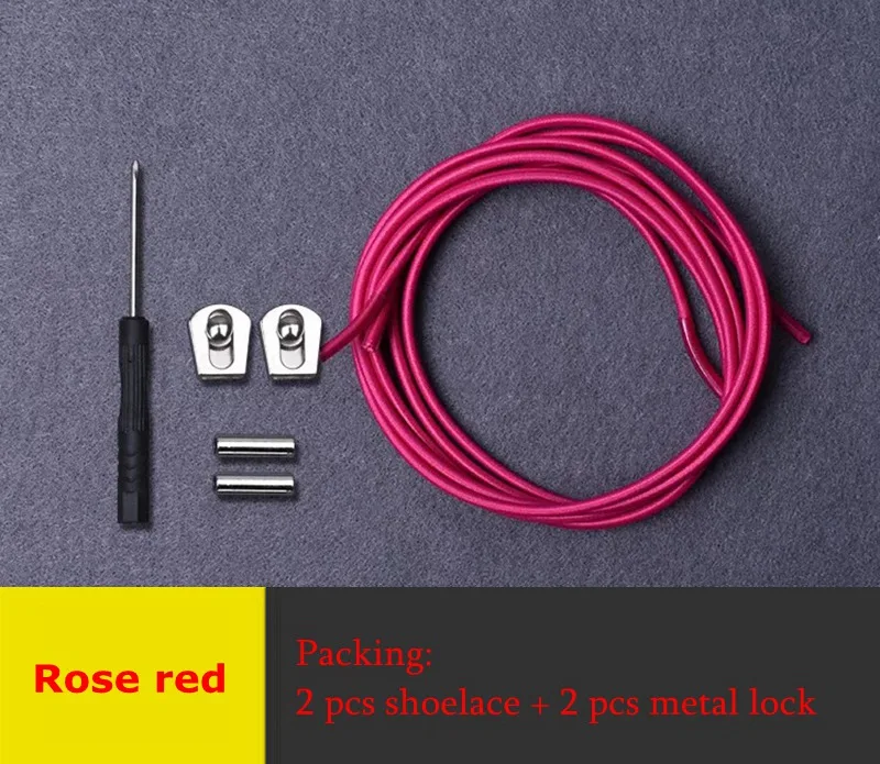 Rose red Эластичные шнурки металлическая пряжка круглые шнурки для ботинок удобная Блокировка без завязок шнурки для обуви дети взрослые Кроссовки Ленивые шнурки 1 пара - Цвет: Rose red