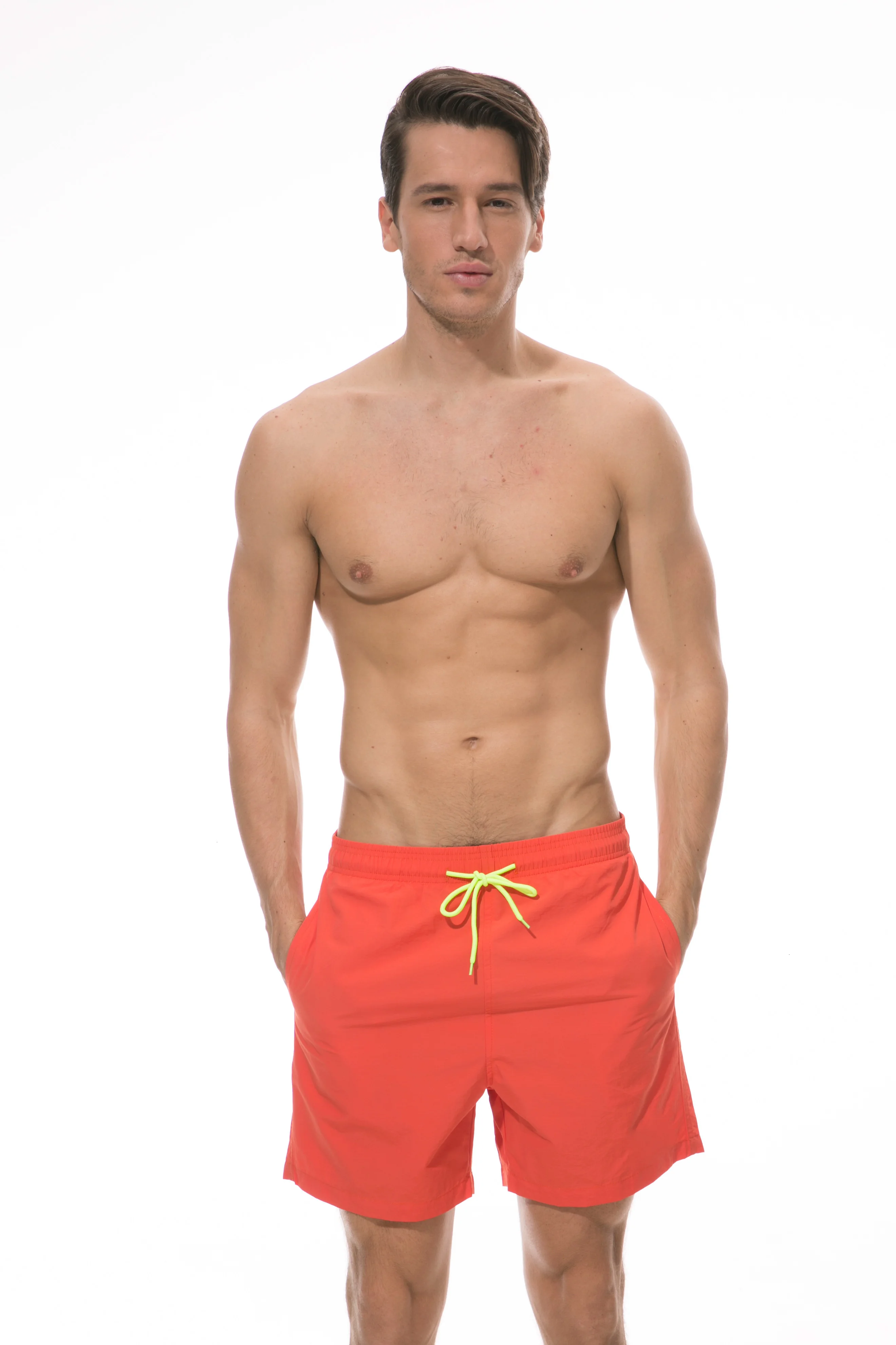 Мужская одежда для плавания, мужские плавки, мужские плавки, Maillot De Bain Homme, купальный костюм, бермуды, пляжная одежда для серфинга, мужские пляжные шорты - Цвет: orange