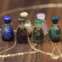 natural lapis lazulis rose quartzs pendant necklace perfume bottle pendant necklace for jewelry gift length 665cm size 16x33mm