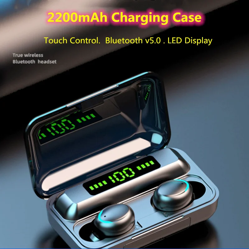 TWS Bluetooth 5 1 наушники 2200 мАч зарядный чехол беспроводные 9D стерео спортивные