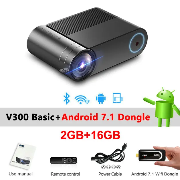External Android 7.1 VIVICINE 720p HD светодиодный проектор, опция Android 9,0 портативный HDMI USB 1080p домашний кинотеатр Proyector Bluetooth wifi мини светодиодный проектор - Цвет: External Android 7.1