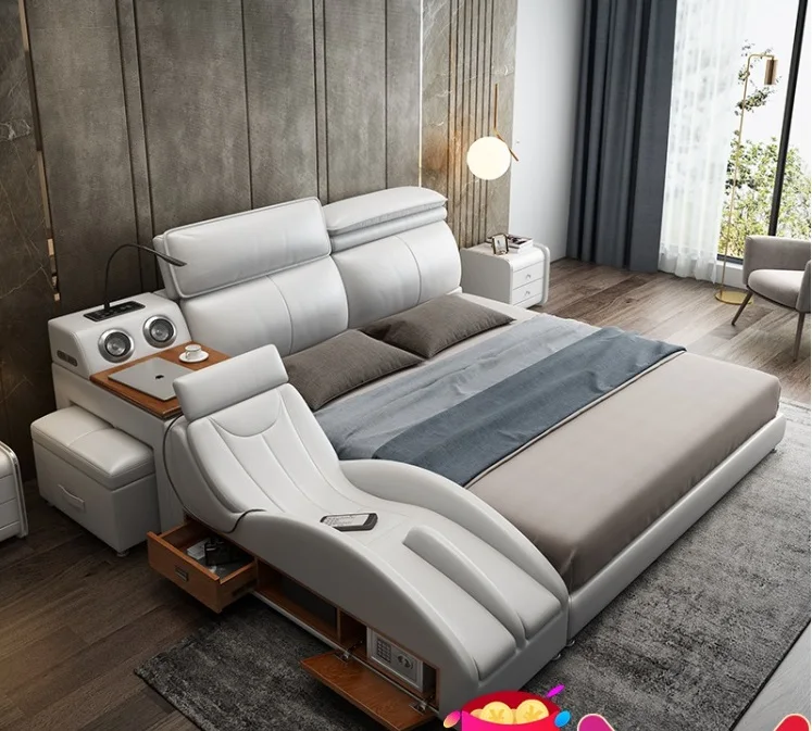 Татами кровать мастер спальня простой современный массажный кожаный