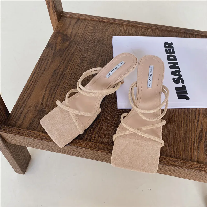 Женские босоножки MOLAN брендовые дизайнерские с узкими лентами на каблуке рюмочка