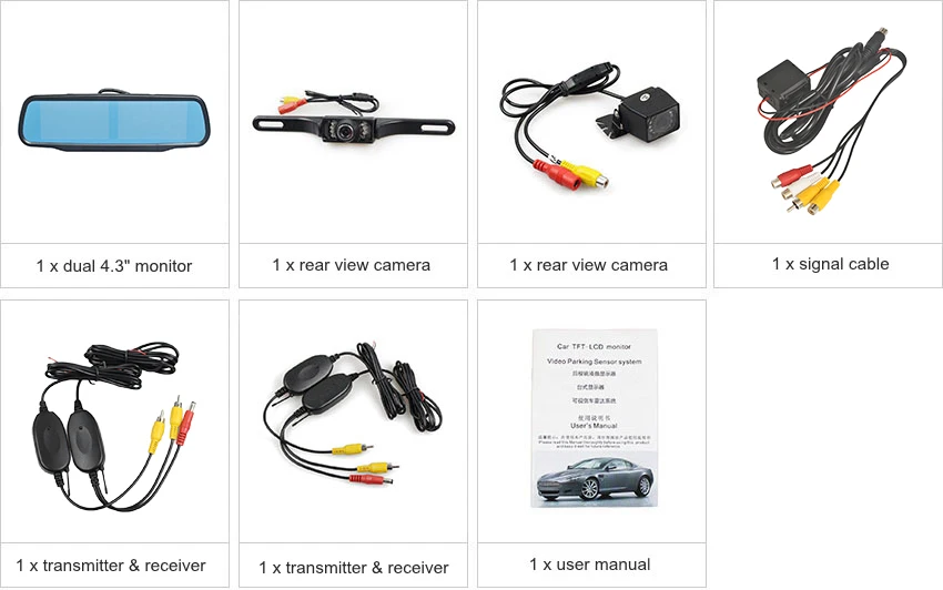 DIYKIT беспроводной двойной 4," экран зеркало заднего вида монитор+ Водонепроницаемая Автомобильная камера заднего вида