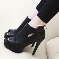 size 43 black sandals for women shoes high heel pumps platform sandals summer fashion leather shoes women stiletto heels 11cm