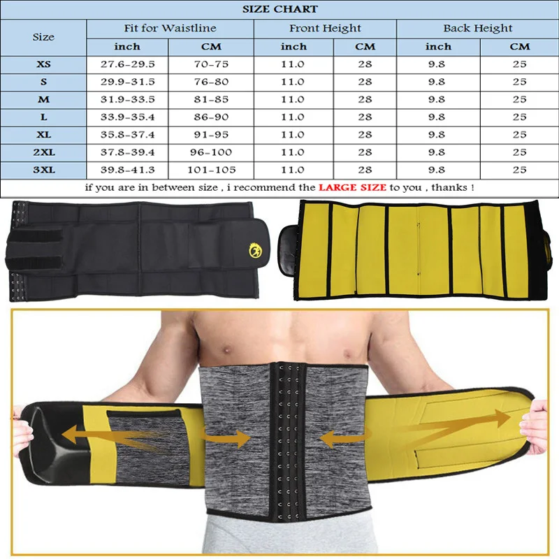 

Sexywg Men Waist Trainer Support Neoprene Sauna Suit Modeling Body Shaper Belt Weight Loss Cincher Slim Faja Gym Workout Corset