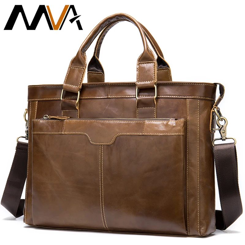 Мужской портфель MVA мужская сумка мессенджер из натуральной кожи деловая для