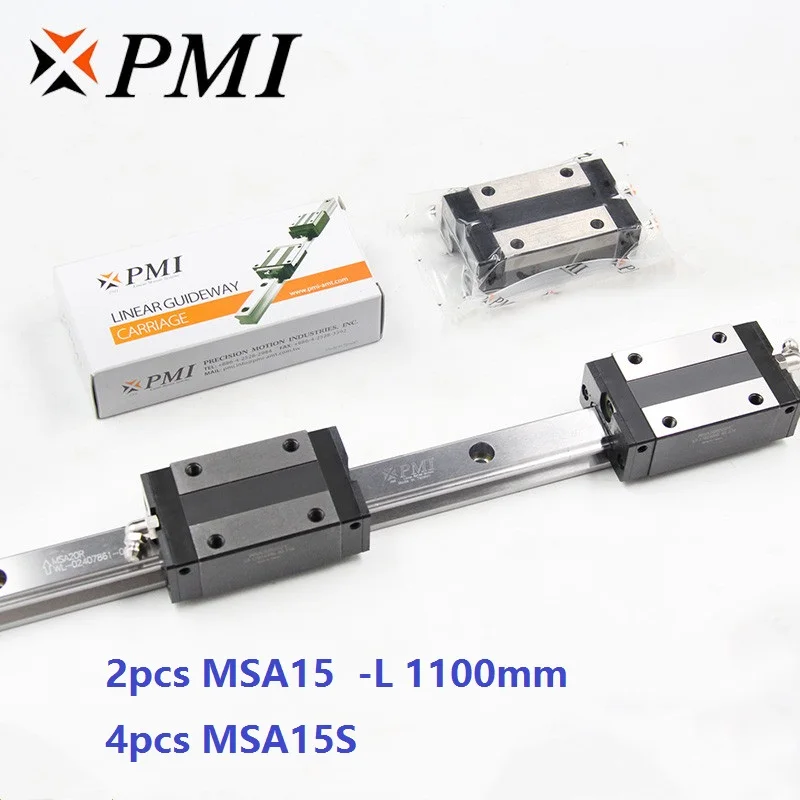

2pcs origial Taiwan PMI MSA15 -L 1100mm linear guide + 4pcs MSA15S carriage blocks for CNC router
