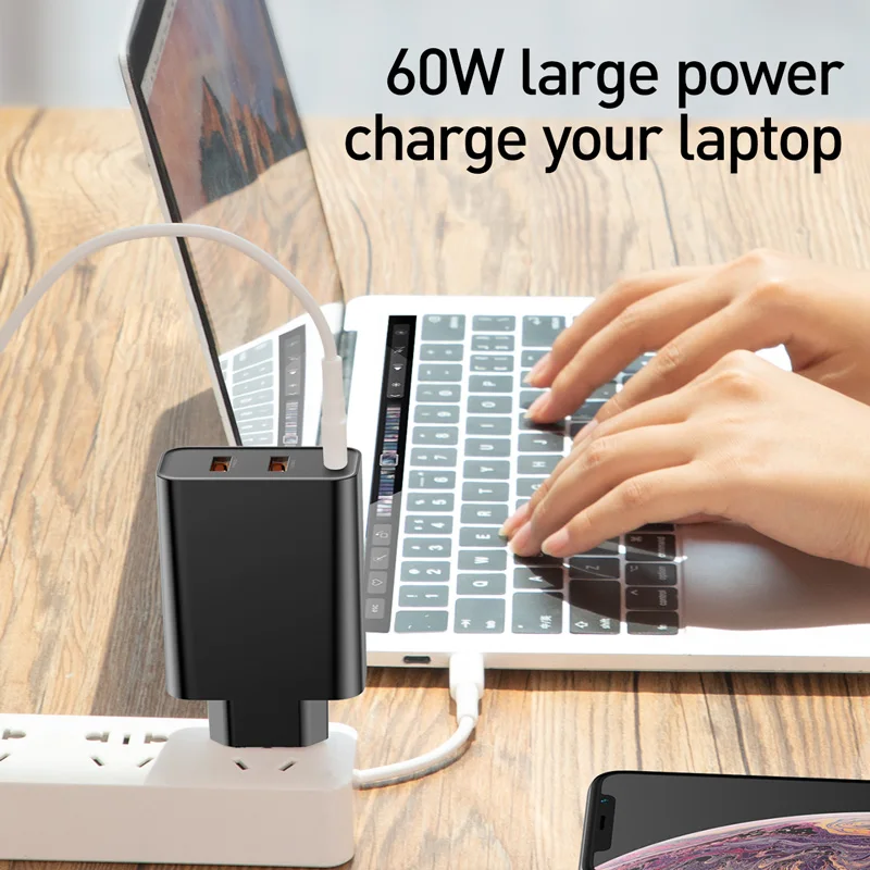 Baseus 60w USB Charger Quick Charge 4.0 QC3.0 PD Fast For iPhone 12 Pro Samsung Xiaomi Huawei C Mobile Phone | Мобильные телефоны и