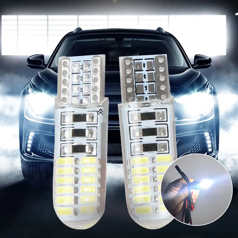 Водонепроницаемый Силикагель 12 В светодиодные лампы T10 W5W силиконовые COB