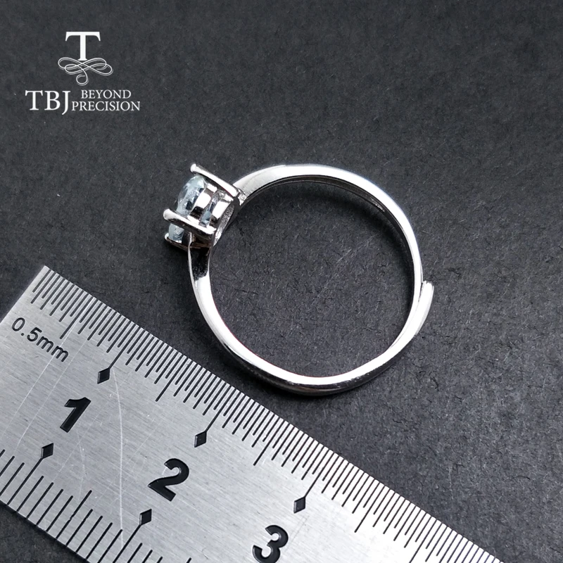 TBJ, модное маленькое кольцо с натуральным бразильским аквамарином из серебра 925 пробы, драгоценный камень, ювелирные изделия для женщин и девушек в подарок