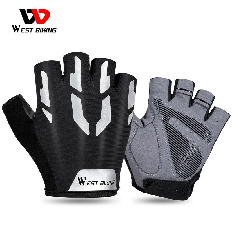

Gel Pad Bicycle Gloves Anti-slip Shock-absorbing Half-finger Bike Gloves Reflective Cycling Gloves Accessories for Outdoor,Sport