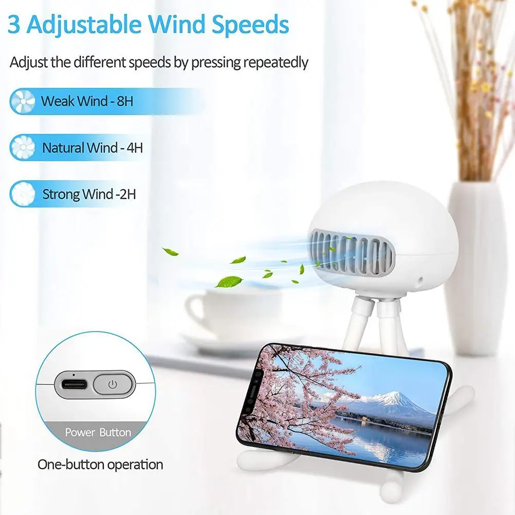 

Portable Handheld Stroller Fan Personal Clip-on Desk Fan Cooler with Flexible Tripod USB Rechargeable Fan for Outdoor Camping