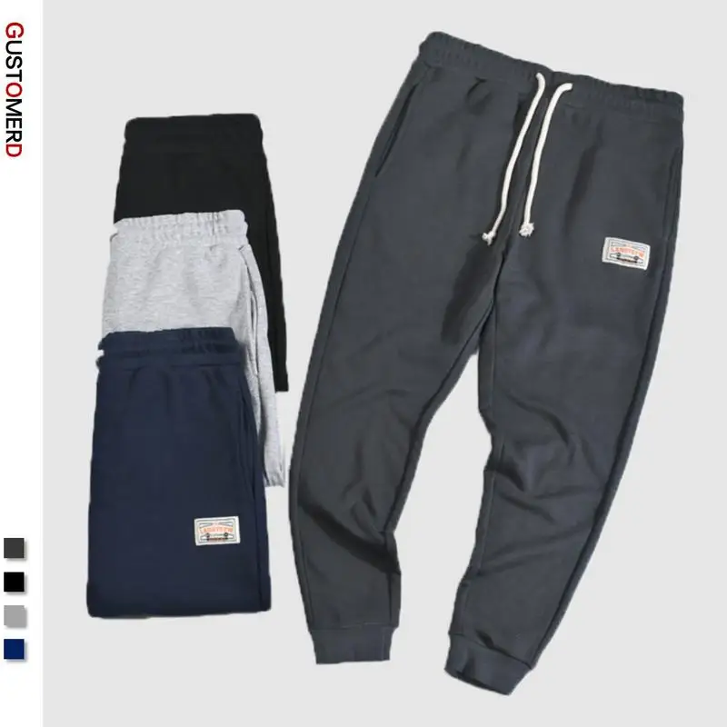 

GUSTOMERD Cotton Mens Sweatpants High Quality Sports Pants for Men and Women Outdoor Jogging Man Pants Soild Couple's Joggers