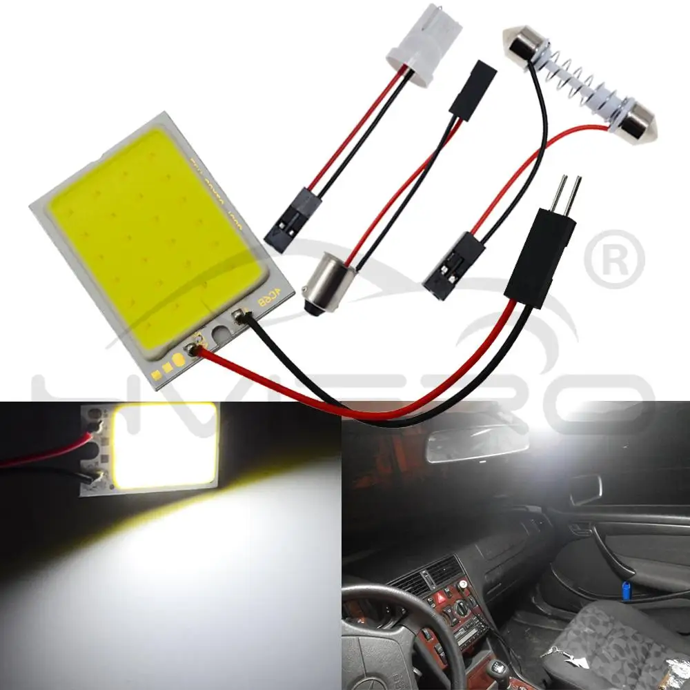 2X Белый T10 W5W C5W 24 36 48Smd Cob Светодиодная панель Авто для чтения карта лампа панель светильник купол фестон BA9S 3 адаптер DC 12v авто Led