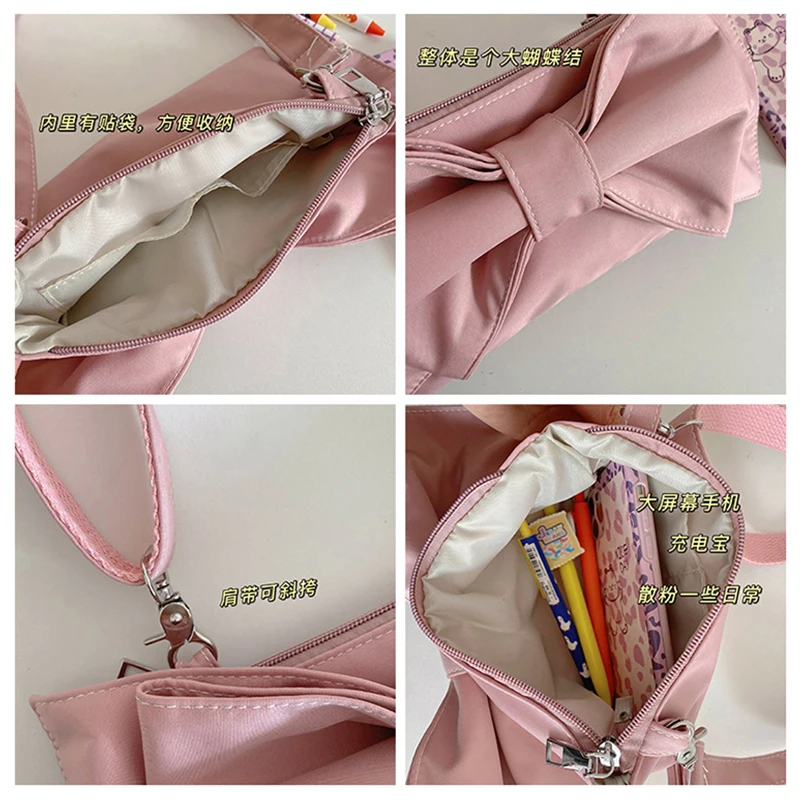 

Jk Lolita Cute Bow Nylon Women Shoulder Crossbody Bags Shoulder Bag 2021 Ladies Purse Phone Sac a Main Femme Bolsas