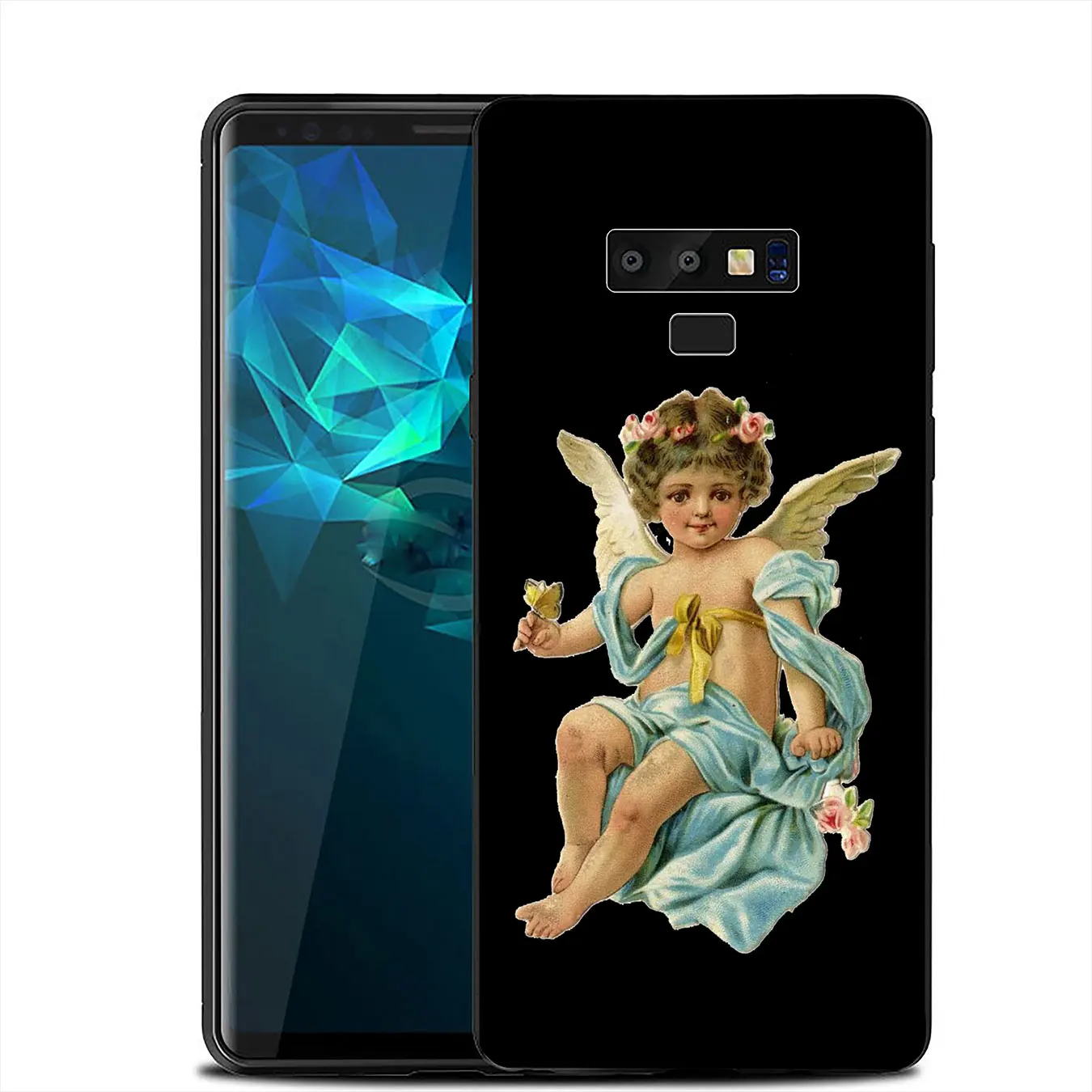 IYICAO Vintage Oil Little Angel Soft Silicone Cover Case for Samsung Galaxy J8 J7 Duo J6 J4 Plus A2 Core Prime 2018 Black |