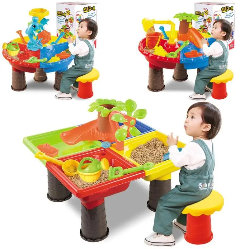 

Kids Outdoor Sand and Water Table Play Set Toys Beach Sandpit Summer
