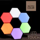 Современный Креативный RGB сенсорный Сенсор шестиугольник Quantum светильник случайный регулировать задний план светильник плетение лампа с сотовой насадкой Стикеры настенный светильник
