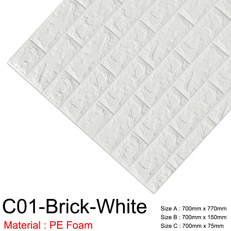 C01-Brick-White Настенная бумага 3D мраморная мозаика, самоклеющаяся Наклейка на стену s, водонепроницаемая, для кухни, ванной, дома, наклейка на стену, 1 шт./5 шт - Цвет: C01-Brick-White