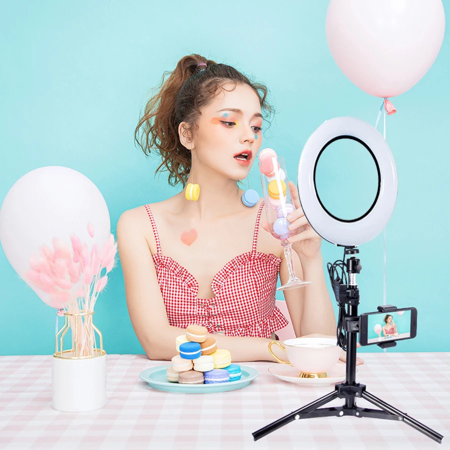 MAMEN фотографический Dimmable светодиодный Selfie кольцо свет лампы Youtube видео студия