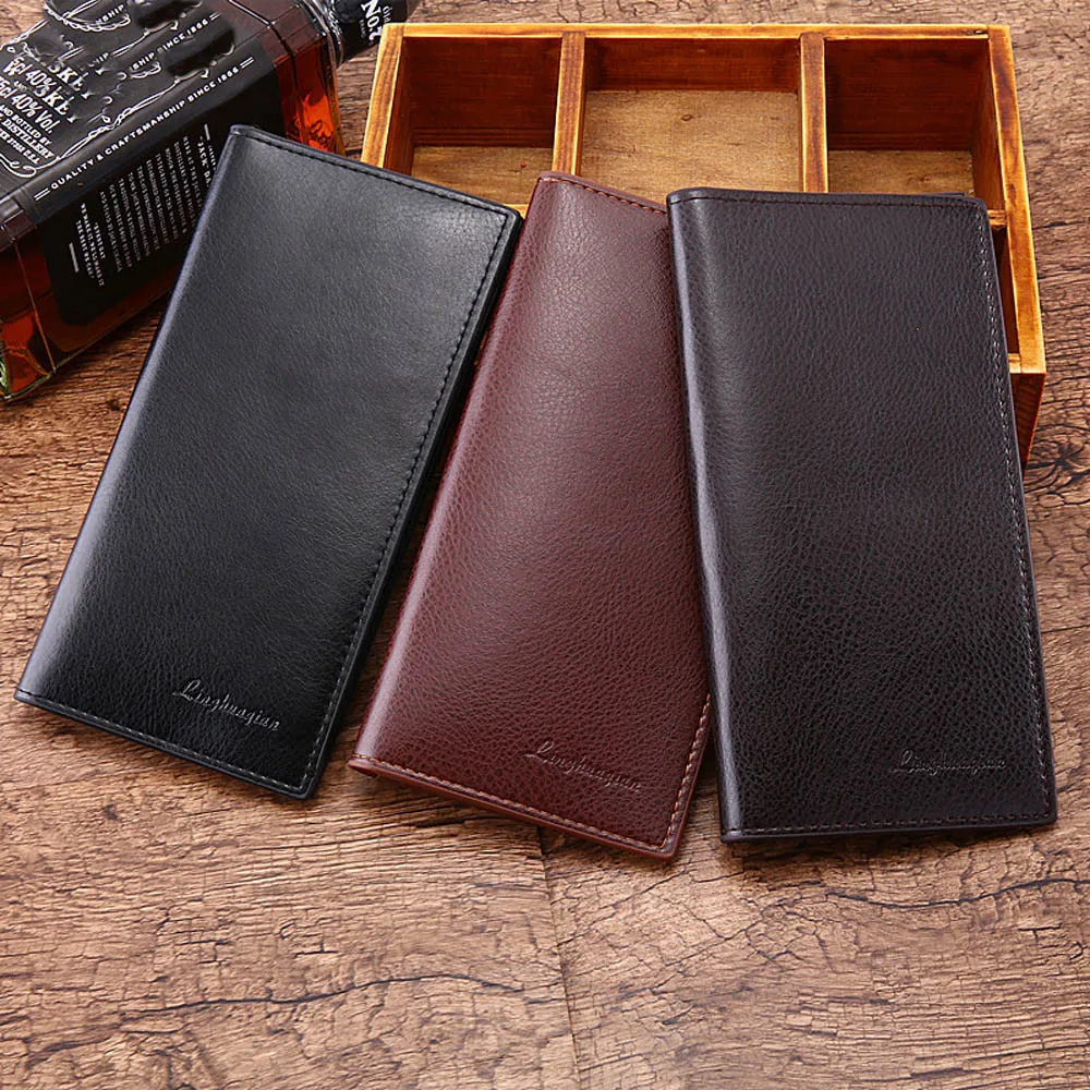 Винтажный Мужской Кожаный Фирменный Роскошный кошелек длинный лаконичный для