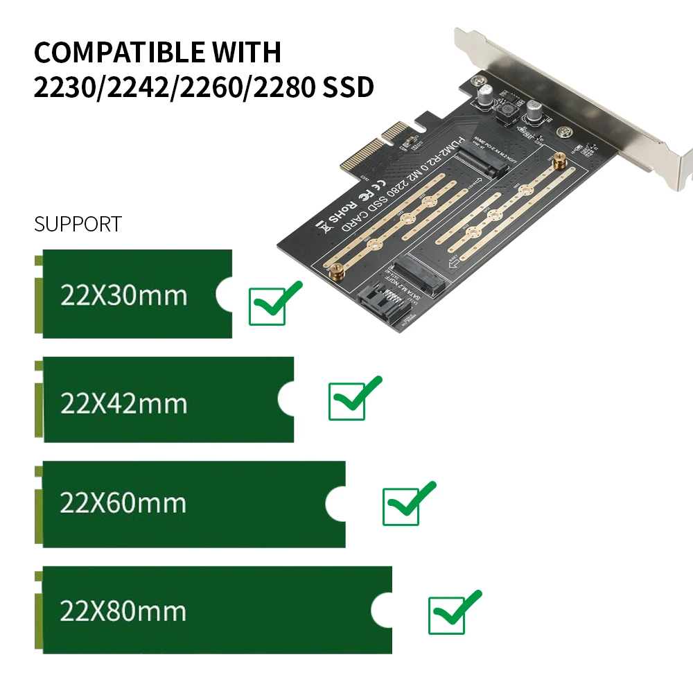 M.2 NVME к PCI-E X4 карточка расширения SSD адаптер карты с M-key B-key интерфейсы поддержка SATA