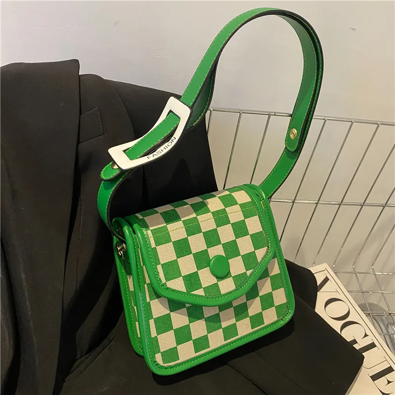 

Crossbody Bag for Woman Checkerboard Bag Canvas 2021 New Female Casual Shoulder Bag for Girls Underarm Bag Small Square Handbag