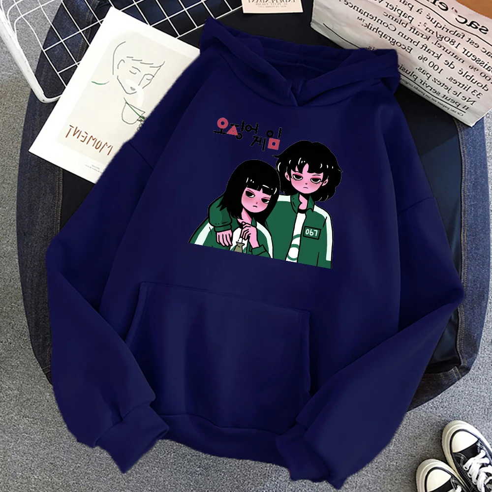 

Толстовка мужская флисовая с капюшоном, модный Свободный свитшот для косплея, худи в стиле игры кальмар, популярный пуловер в Корейском сти...