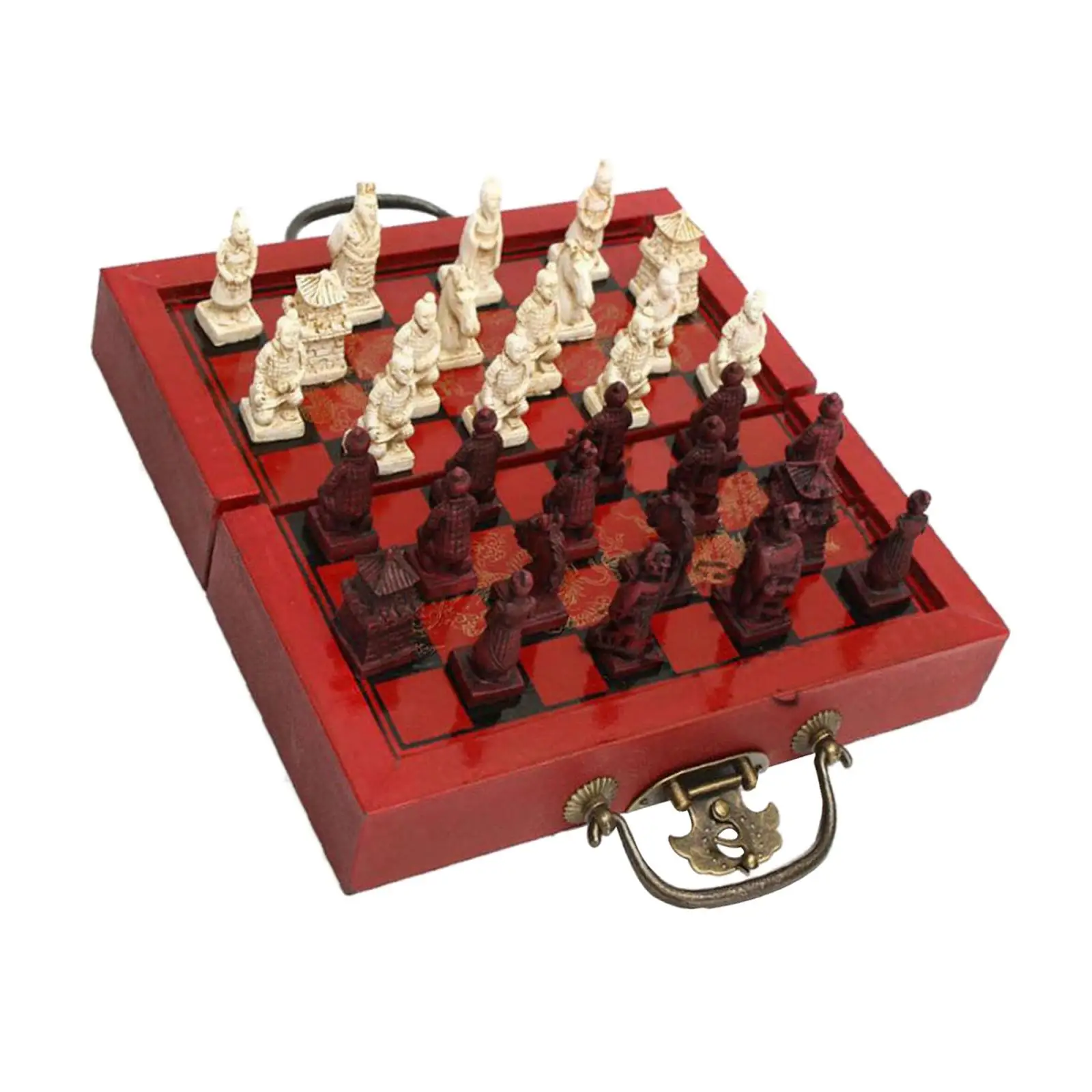 

Chess Set Wooden Game Board Resin Chess Pieces Folding Storage Board Chess Game for Travel Party Gift for Adult Kids