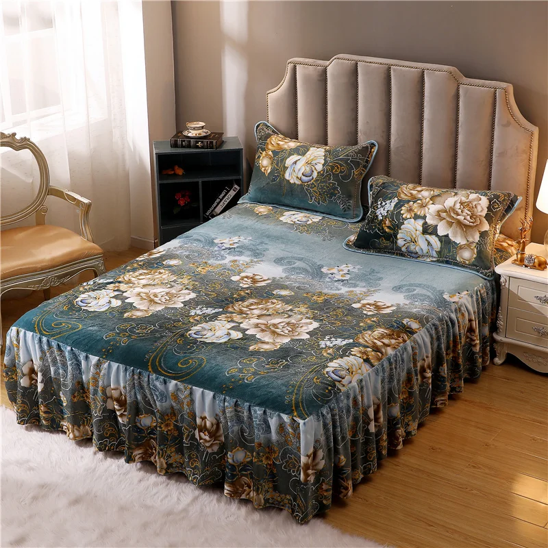 Роскошный мягкий теплый флисовый комплект для кровати с эластичными оборками и