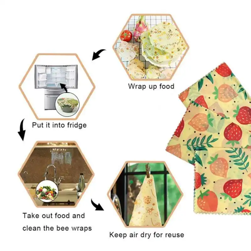 Многоразовые Beeswax обертывания для пищевых продуктов Экологичные обертки