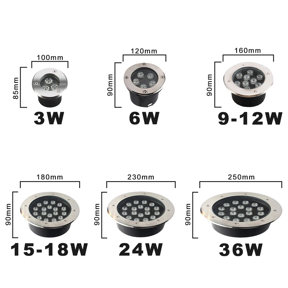 Светодиодная подземная лампа 3 Вт 6 9 12 15 18 24 36 Вт|Светодиодные вкапываемые