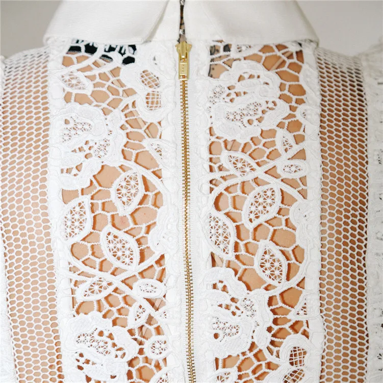 

2020 Spring High End Turn Down Collar Women White Blouse Elegant Ladies Office Long Sleeve Bow Lace Patchwork Shirts Blusas OL