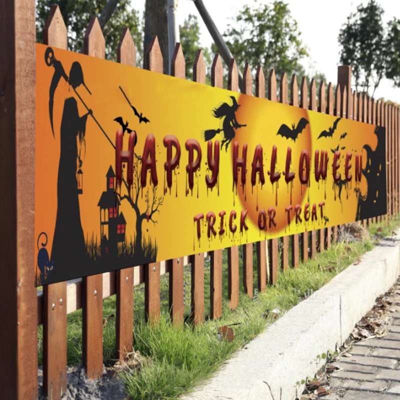 2021 Хэллоуин баннер тянуть флаг полиэстер фон ткань призрак тыква для дома сада
