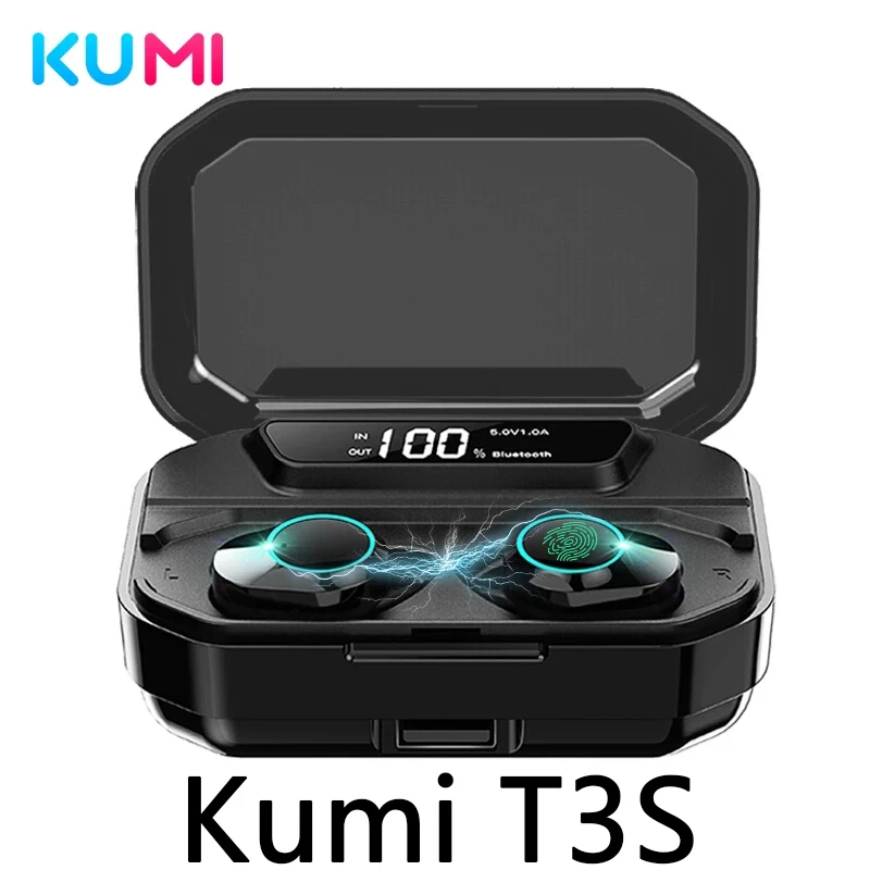 

KUMI T3S 6D Stereo Bass All In One TWS Smart Touch BT 5.0 Headset LED Display Waterproof Earphone for Android / iOS