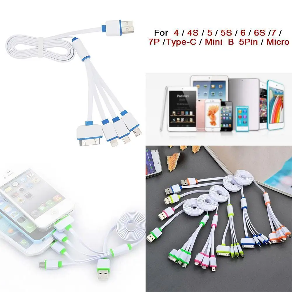 Многофункциональная Зарядка 4 в 1 кабл один USB кабель разъема для 8-pin 30-pin Micro USB2.0