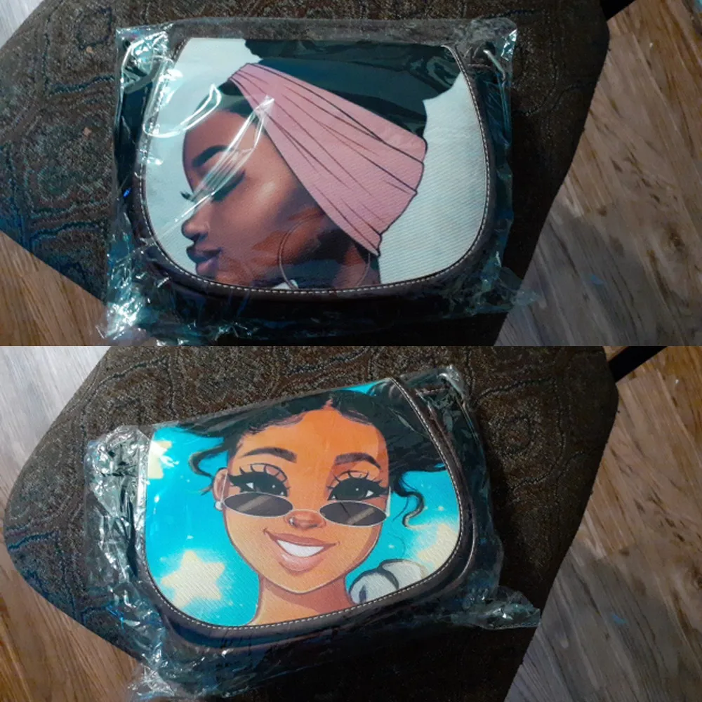 

Retro Polynesian Floral Style Print Shoulder BagsWomen Mini Leather Flap Crossbody Bag Classic Ladies Adjustable Small Handbag