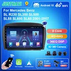 Автомагнитола JUSTNAVI 4G 64G для Mercedes Benz SL R230 SL350 SL500 SL55 SL600 SL65 2001-2007 Carplay Stereo DSP Navi OBD Android 10