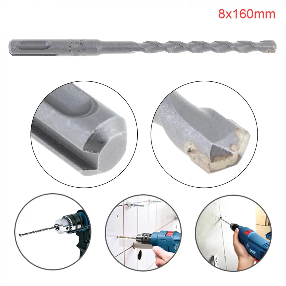 

8x160mm Rotary Hammer Concrete Masonary Drill Bit for Electric Drills / Drilling Machines