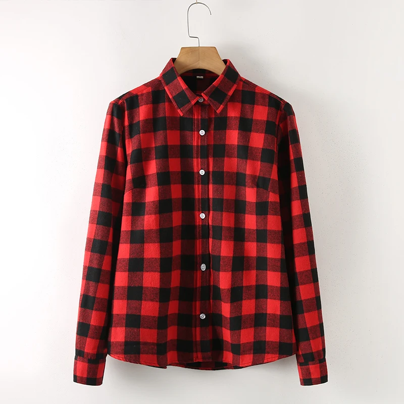 Винтажная женская блузка рубашка клетчатая с d пуговицами верхняя одежда ropa mujer