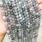 Бусины из натурального черного кварца с клубничным кристаллом, россыпью для рукоделия, браслеты для женщин и мужчин, нитка 15 дюймов, 6 мм, 8 мм, 10 мм