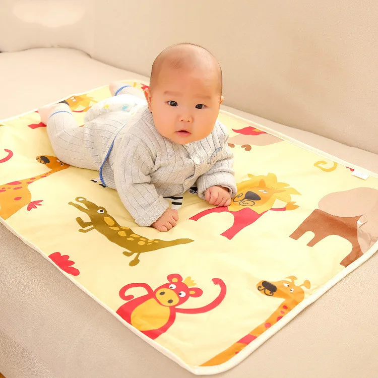 

75*120cm Baby Changing Mat Cartoon Cotton Waterproof Sheet Baby Changing Pad Table Diapers Urinal Game Play Cover Infant Mattres