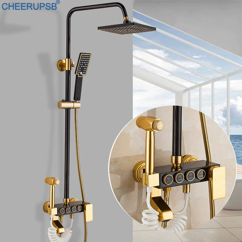 Душевая система для ванной комнаты космическая алюминиевая панель черный набор 4