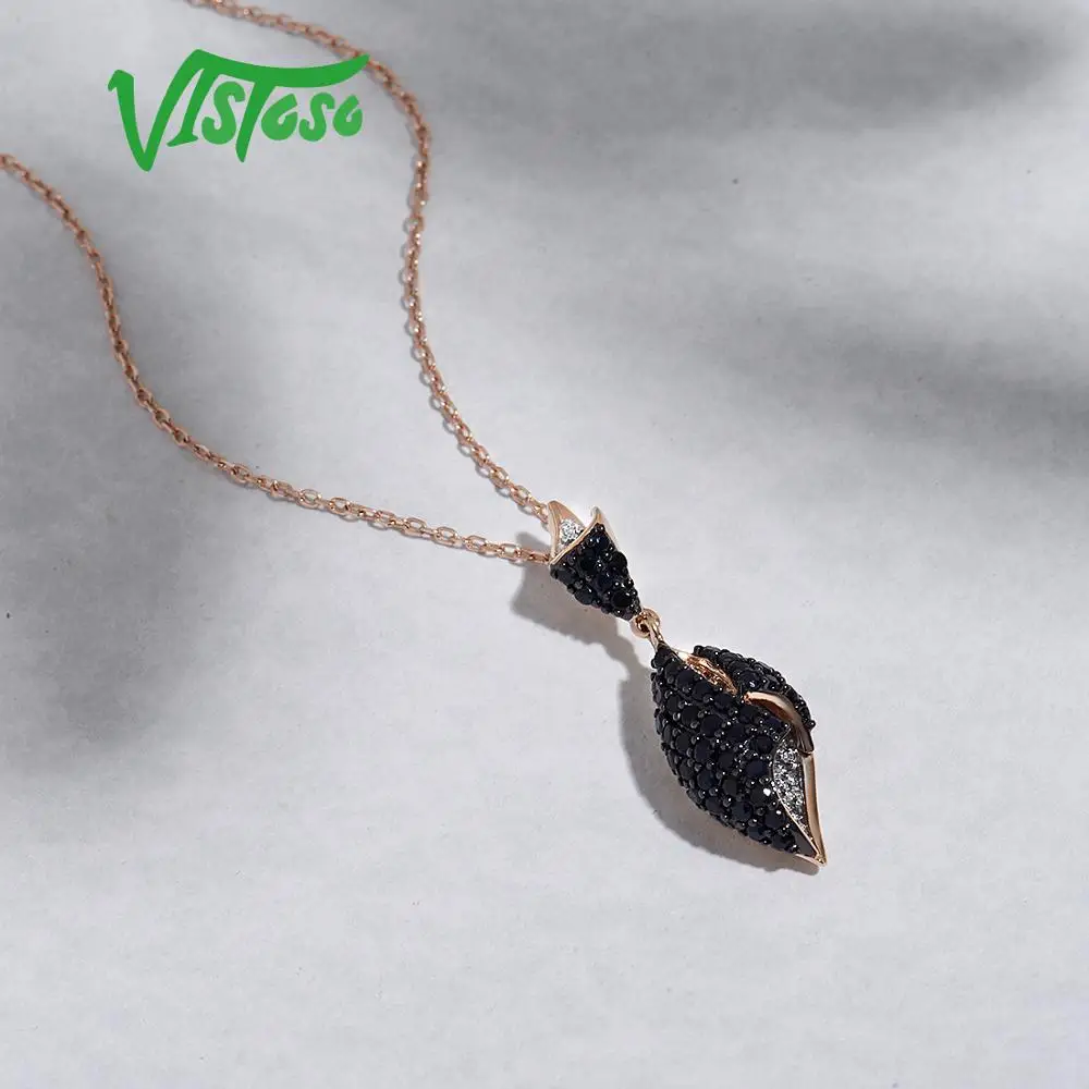 VISTOSO, Золотая подвеска для женщин, настоящая 14 к, 585 розовое белое золото, сверкающие алмазы, синий сапфир, изысканные свадебные ювелирные изделия
