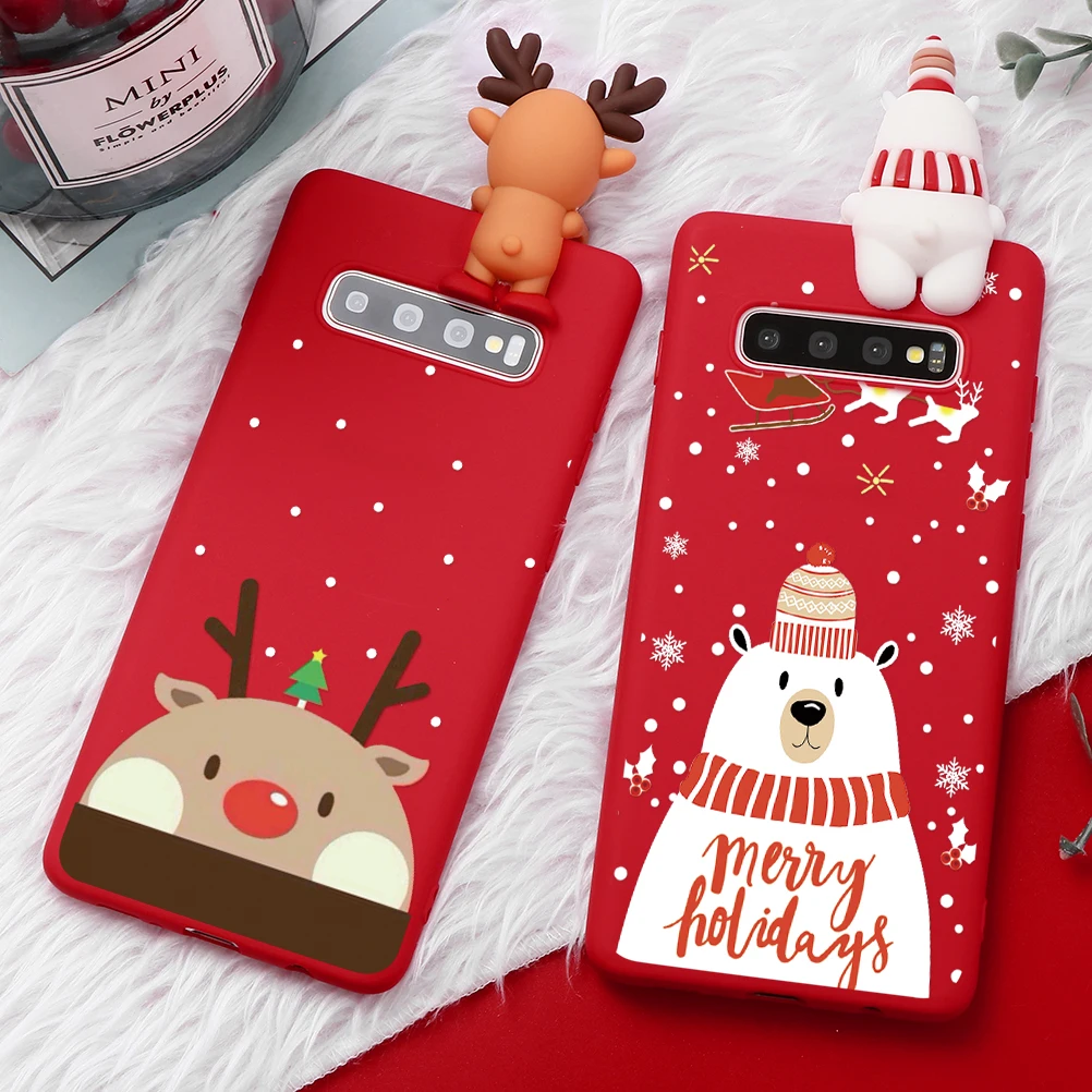3D Рождественский медведь мультфильм мягкий силиконовый чехол для samsung Примечание 10 Pro A10S A30 A50 A70 S7 край S8 S9 S10 плюс A8 A6 A7 A9 крышка